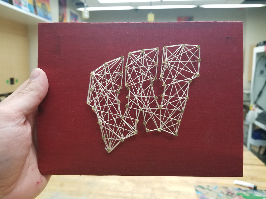 String art of the UW logo, made at WHS