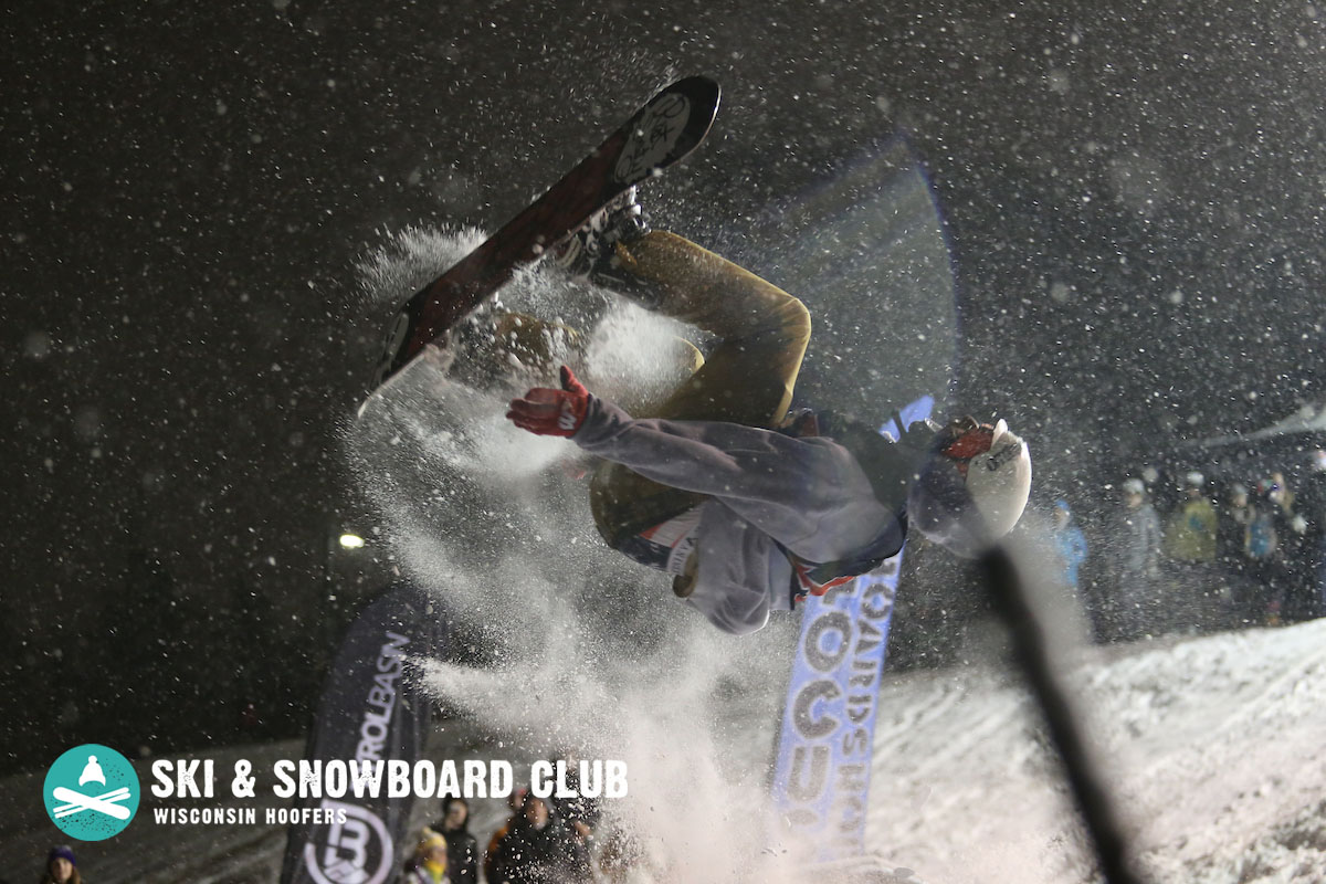 Hoofer Ski & Snowboard Club: Photo of a snowboarder catching air