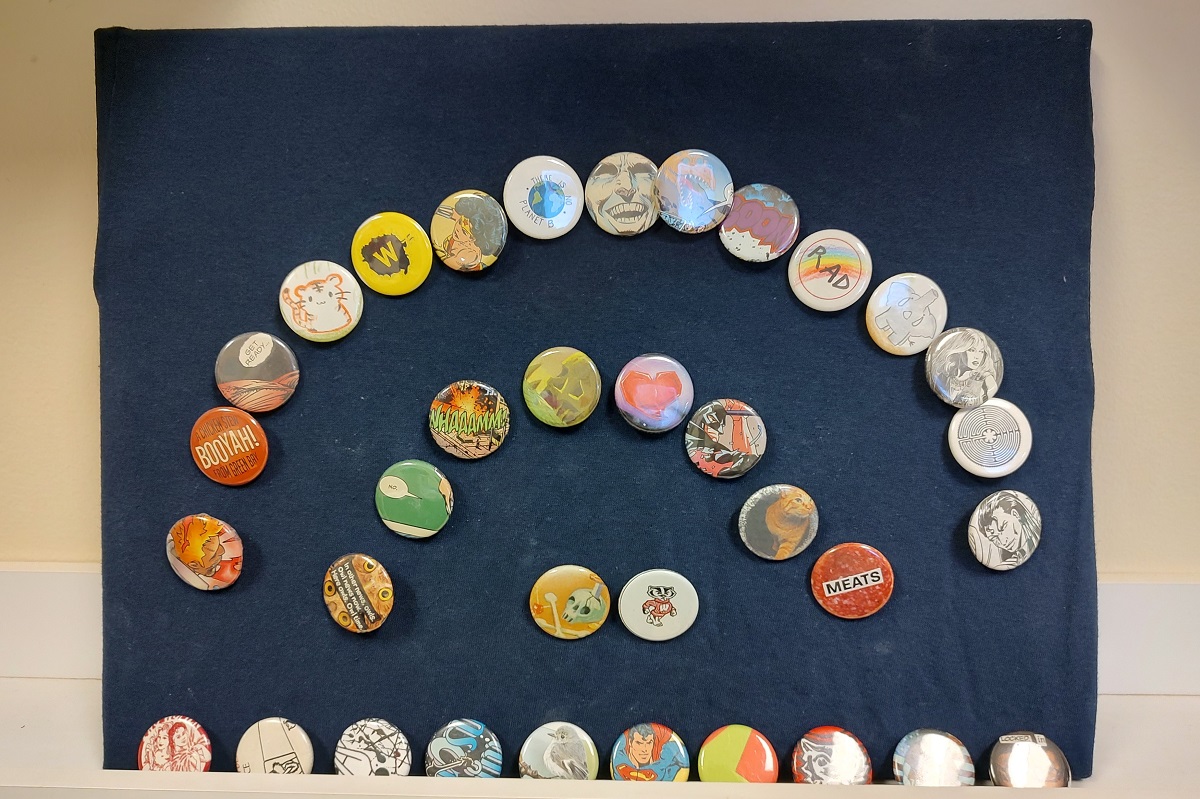 Pin Back Buttons made at WHS
