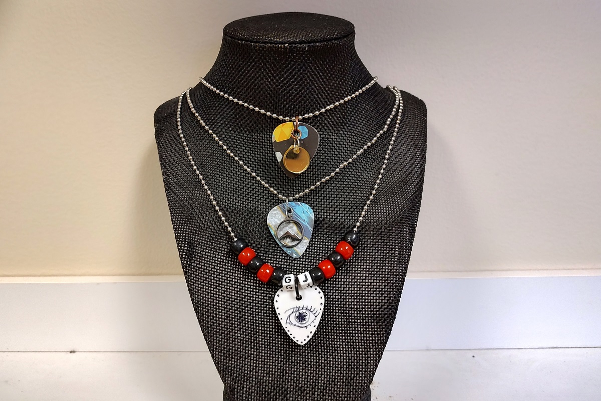 Guitar Pick Necklaces made at WHS