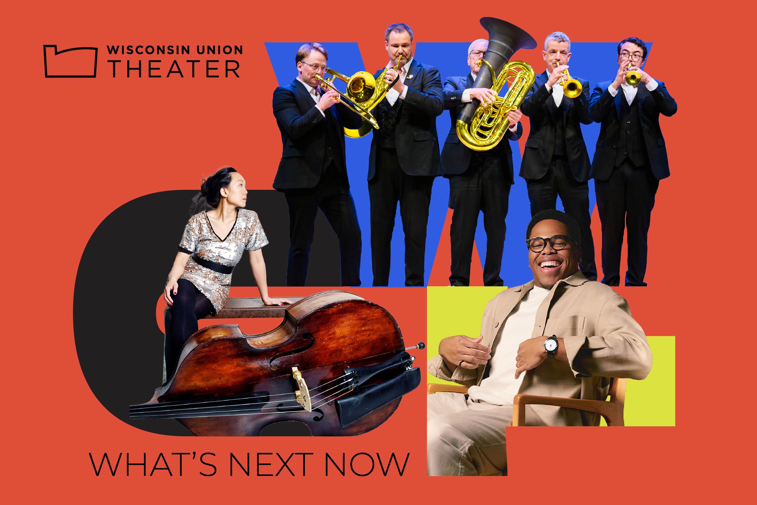 Colorful collage featuring 26-27 Wisconsin Union Theater Season artists.