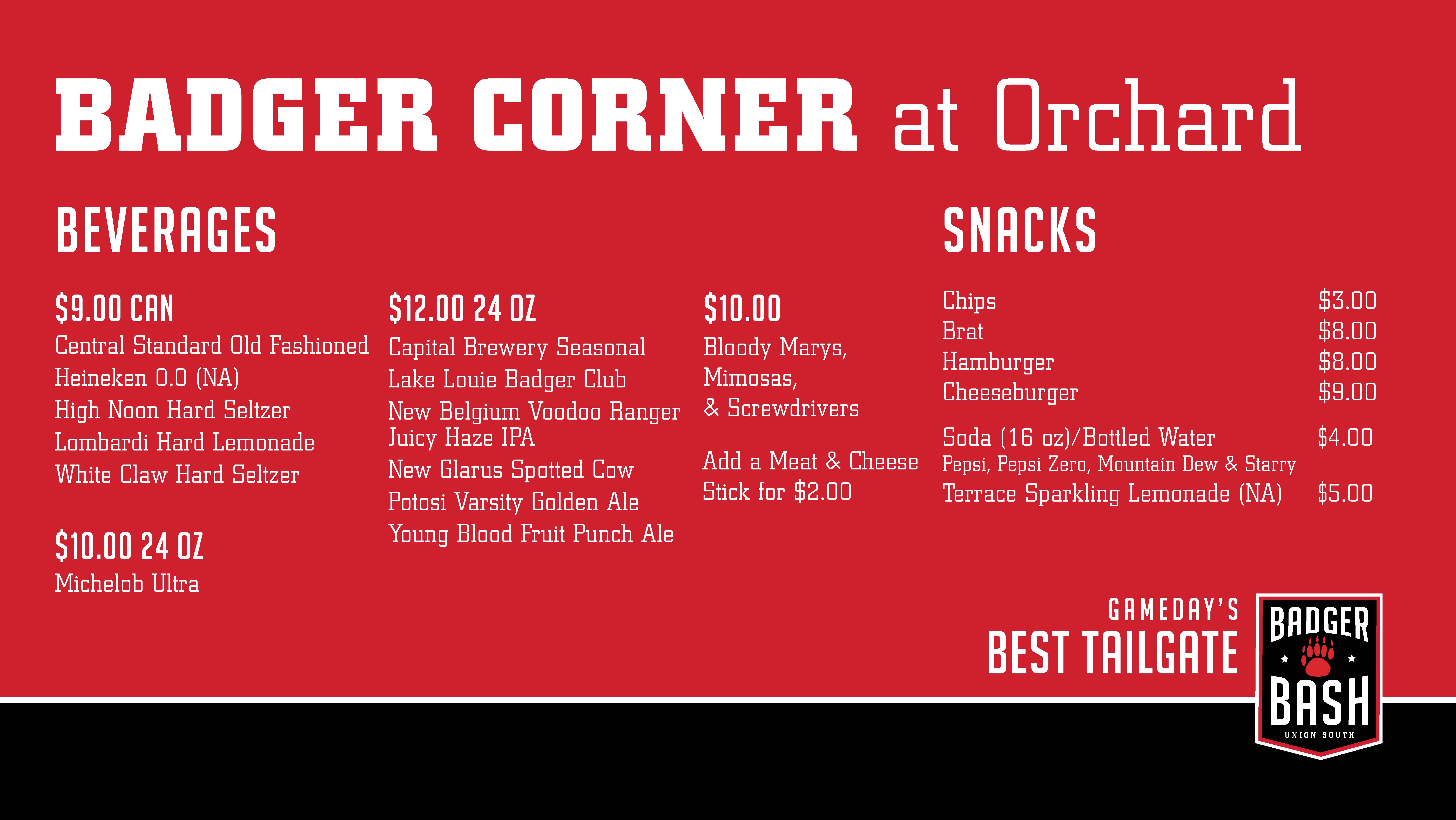 Badger Bash Menu 2026