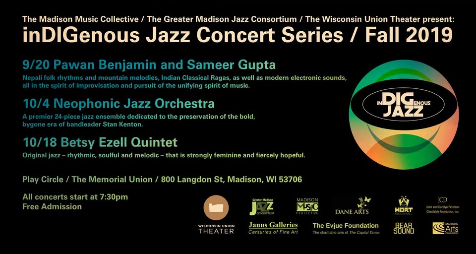 Promotional graphic for the Wisconsin Union Theater's 2019 DIG JAZZ Series.