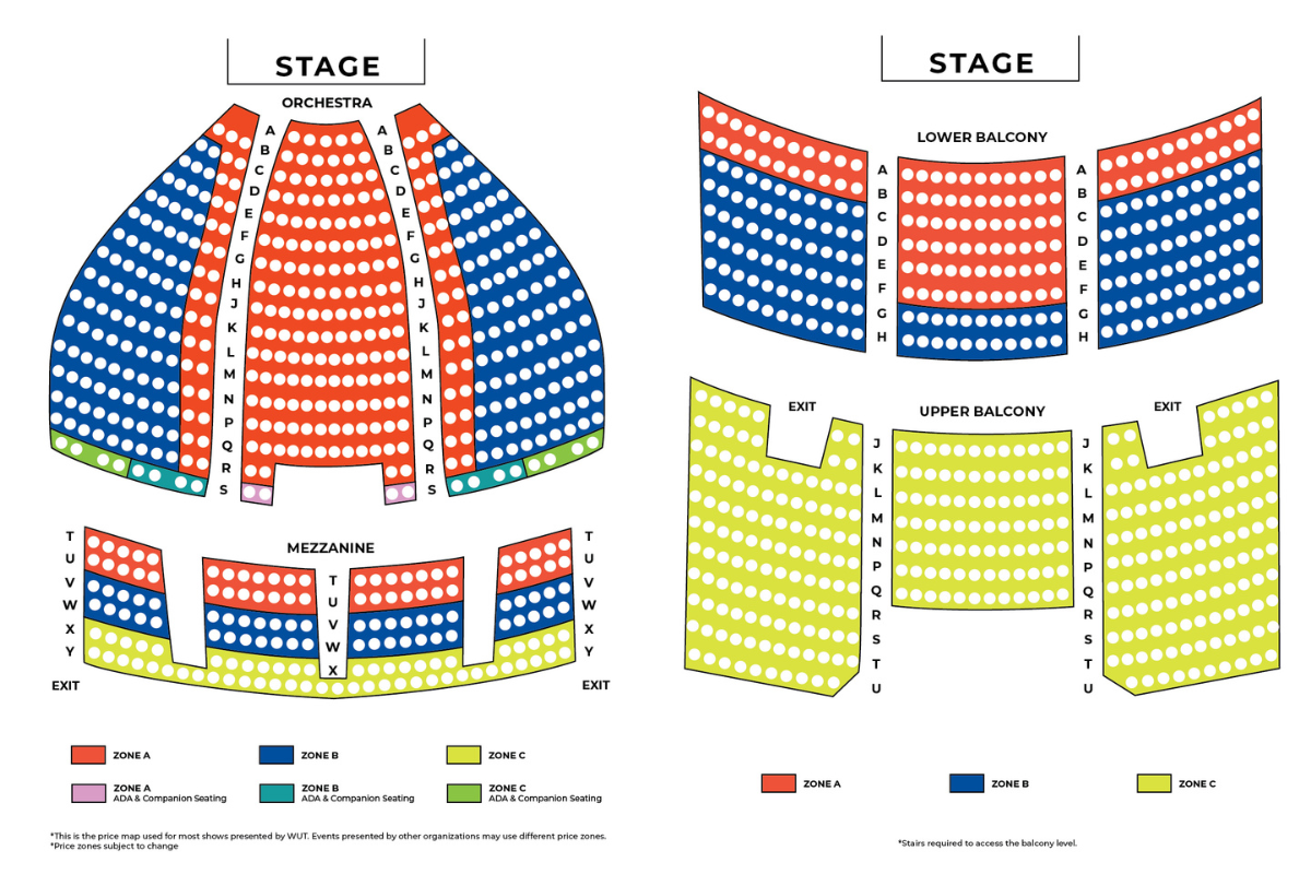 Seat map for the Wisconsin Union Theater at Shannon Hall.