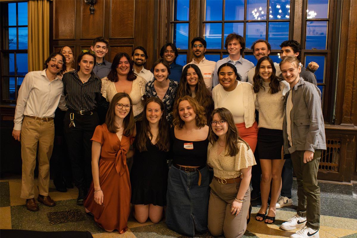 Group photo from an awards banquet