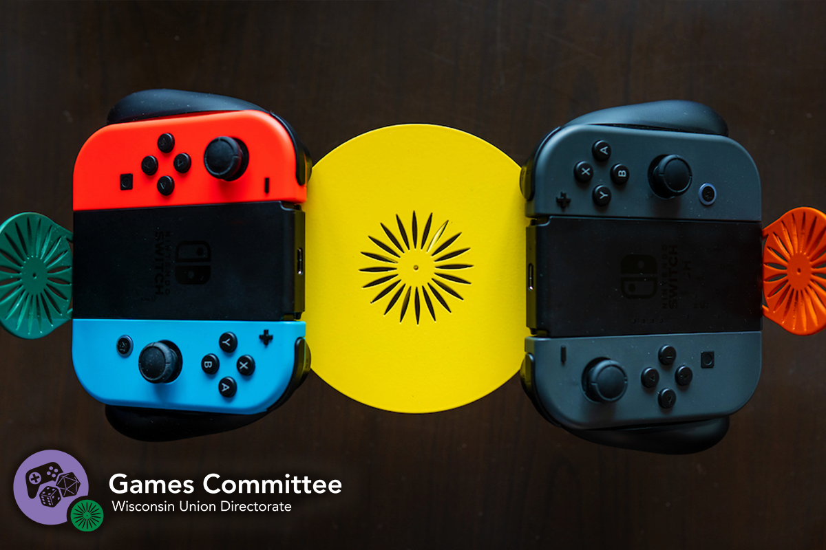 Nintendo Switch controllers resting next to Terrace Mini Furniture