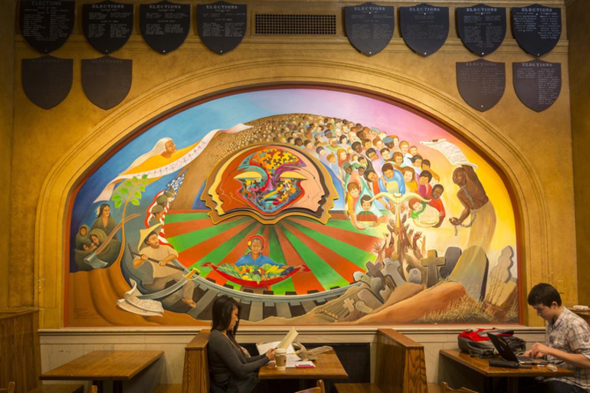 One of several multicultural murals on display in Memorial Union