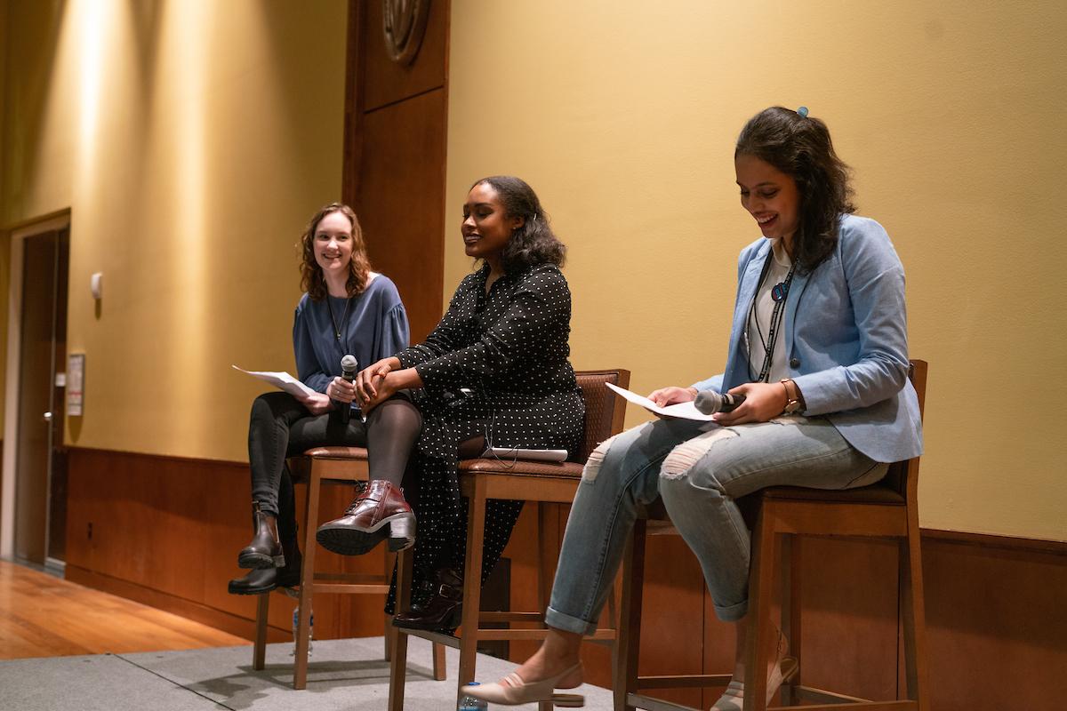Kara Brown speaks at a WUD Distinguished Lecture Series event