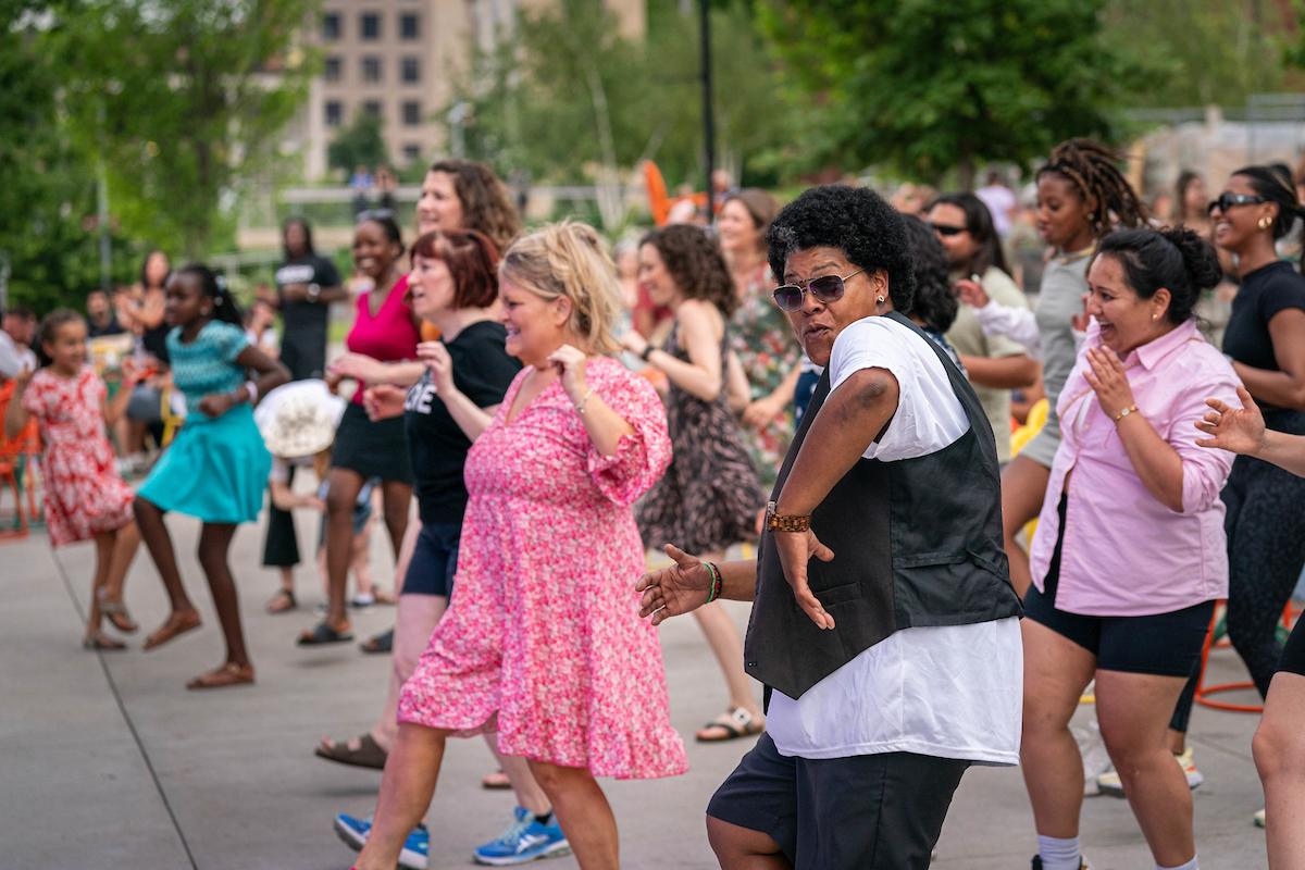 Crowd dancing at Jazz Fest 2023