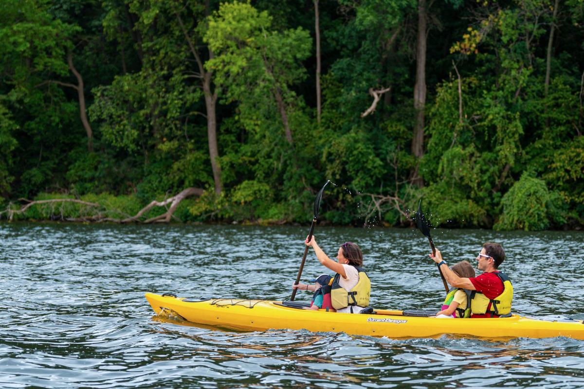 Family Kayaking on Lake Mendota