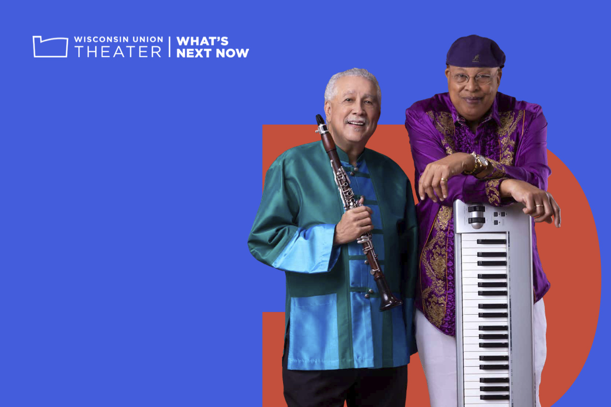 Photo of Chucho Valdés & Paquito D’Rivera holding instruments. 