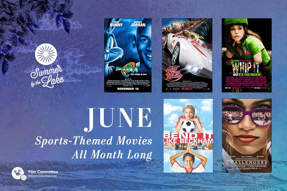 Lakeside Cinema's June 2026 sports-themed movie posters. 