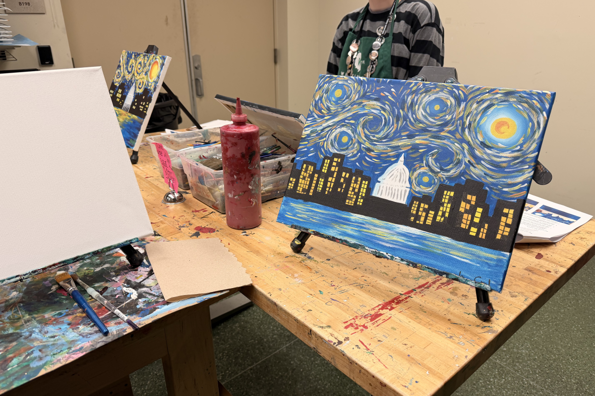Room with a Starry Night Madison painting.