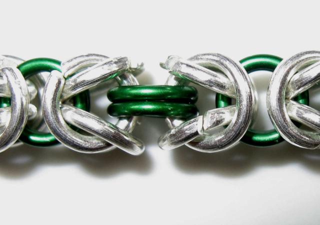 Detail of byzantine weave chainmaille