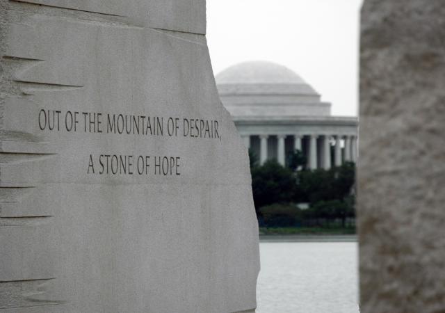 Stone of Hope Quote on a stone wall