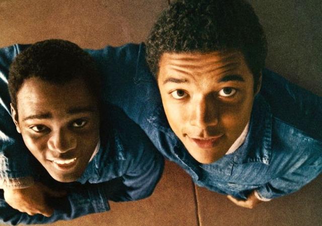 Still from film Nickel Boys, two young men look up at the ceiling