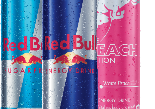 Red Bull can lineup