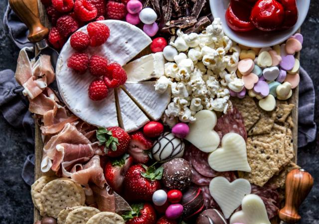 Valentine's Day themed charcuterie board