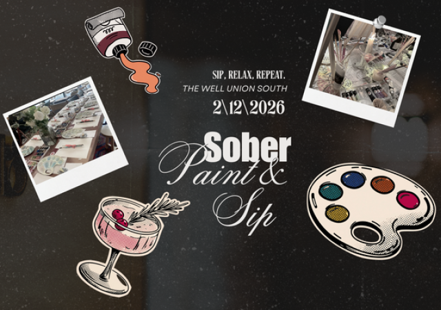 Sober sip and paint with WUD Wellness on 2/12/2026. The Well in Union South.