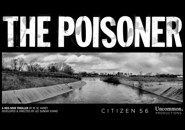 Black and white promotional graphic for "The Poisoner".