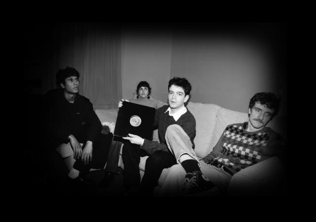 A black and white image of the band "My New Band Believe".