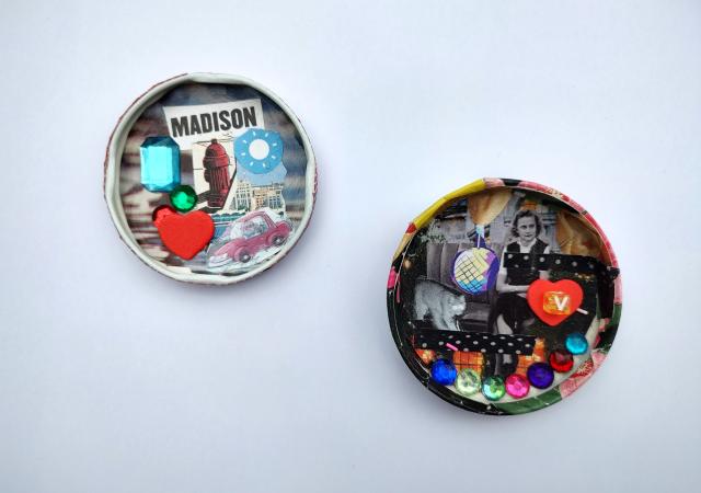 Photo of lids made into a collage.