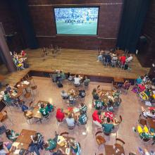 Individuals watching the Packer game at The Sett