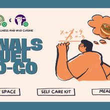 Finals Fuel To-Go with WUD Wellness and WUD Cuisine. Study space, self-care kit, and meal kit.