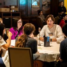 students sitting around a table