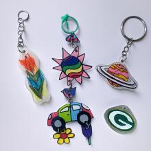 Photo of shrinky dink keychains.