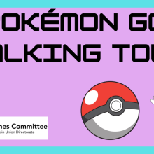 Image includes the title "Pokemon Go Walking Tour" with images of the Pokemon, Scorbunny, a PokeBall, and the WUD Games Logo for decorative effect