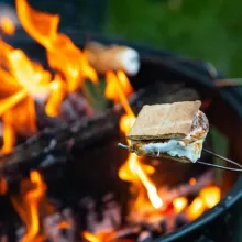 roasting smores over a fire