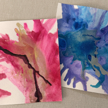 Photo of colorful pieces of art in a splatter form. 