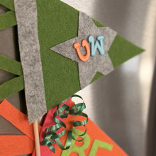 Photo of a crafted felt sport pennant. 