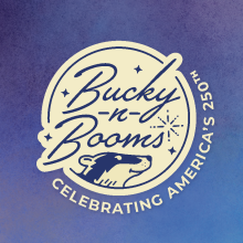 Bucky-n-Booms Logo with tagline "Celebrating America's 250th".