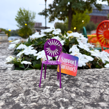 mini purple chair at the terrace