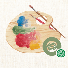 Promo thumbnail featuring a wooden artist’s palette with paint and paintbrushes, accompanied by the WUD Wellness Committee logo on a textured canvas background.