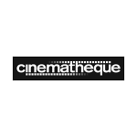 white text reading "Cinematheque" on black background with top and bottom border of small squares resembling a strip of film