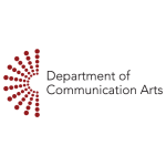 half circle of red dots on left of text that reads "Department of Communication Arts"